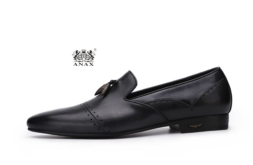 Man's Leather Loafers with Pendants