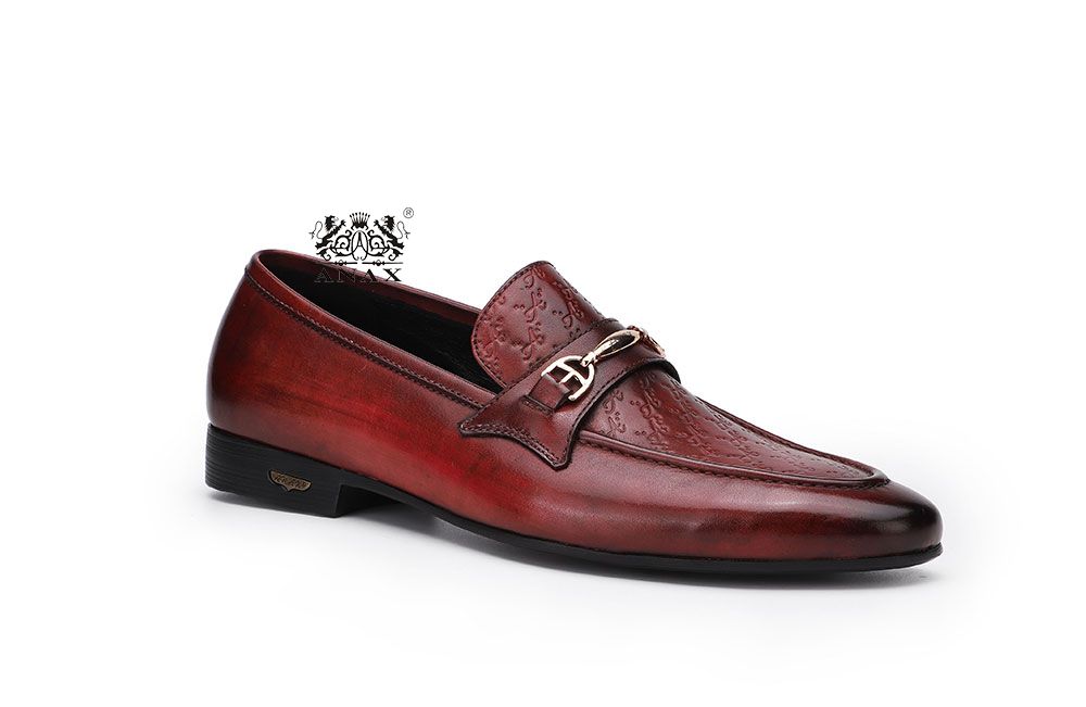 Wine Leather Loafers Shoes