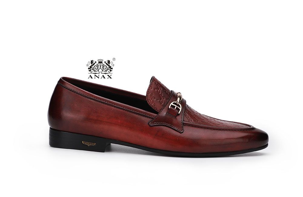 Wine Leather Loafers Shoes