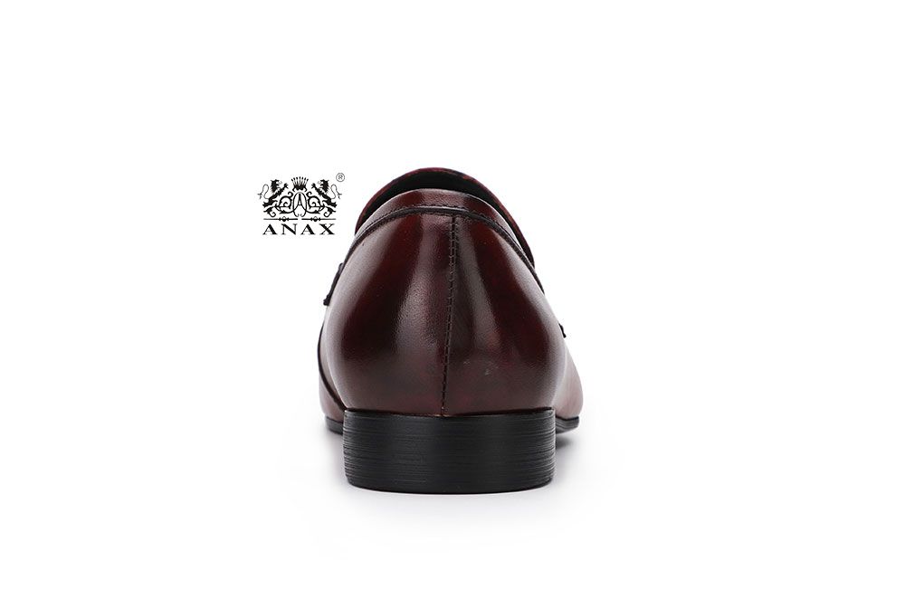 Wine Leather Loafers Shoes