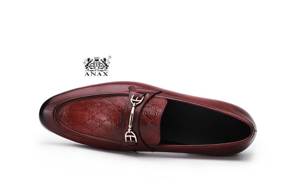 Wine Leather Loafers Shoes