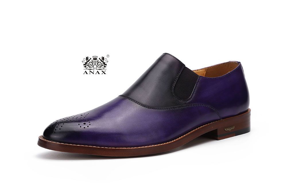Purple Brogue Leather Shoes