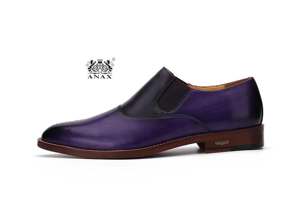 Purple Brogue Leather Shoes