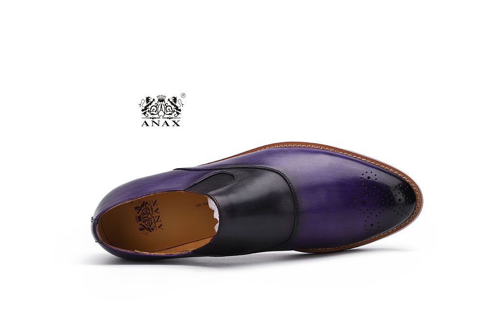 Purple Brogue Leather Shoes