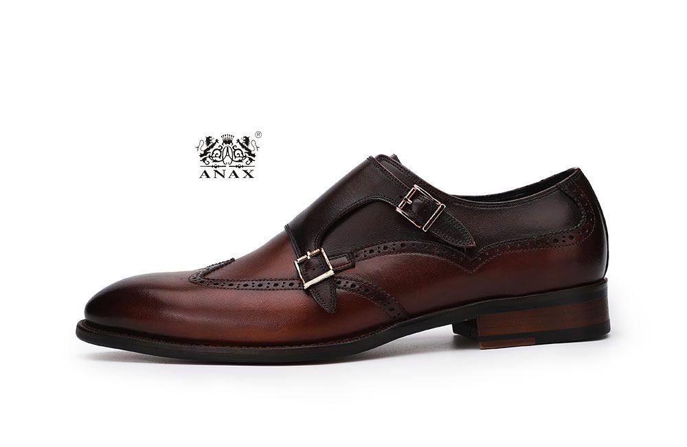 Brown Leather Buckle Loafers Shoes