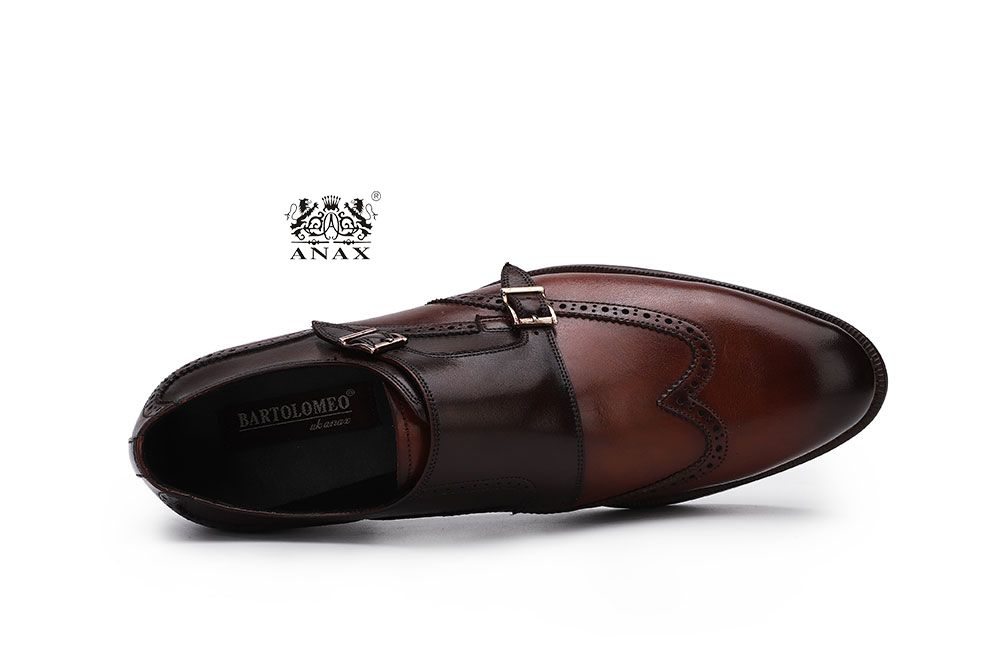 Brown Leather Buckle Loafers Shoes