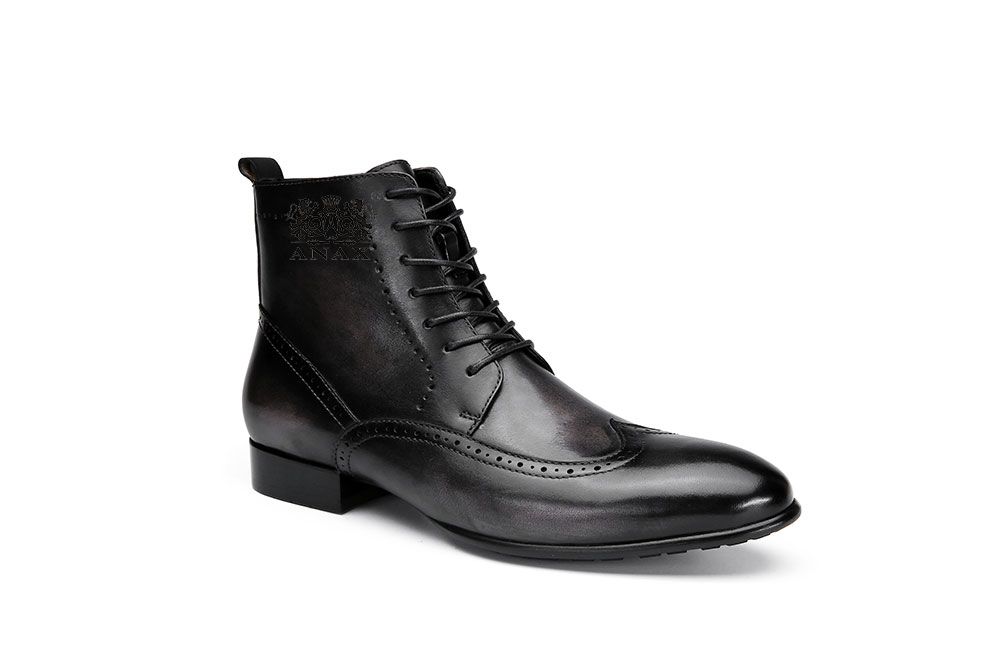 Man's Black Cow Leather Casual Boots