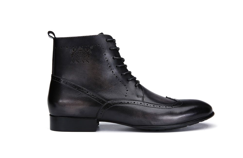 Man's Black Cow Leather Casual Boots