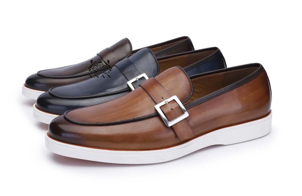 Man's Leather Buckle Loafers Casual Shoes