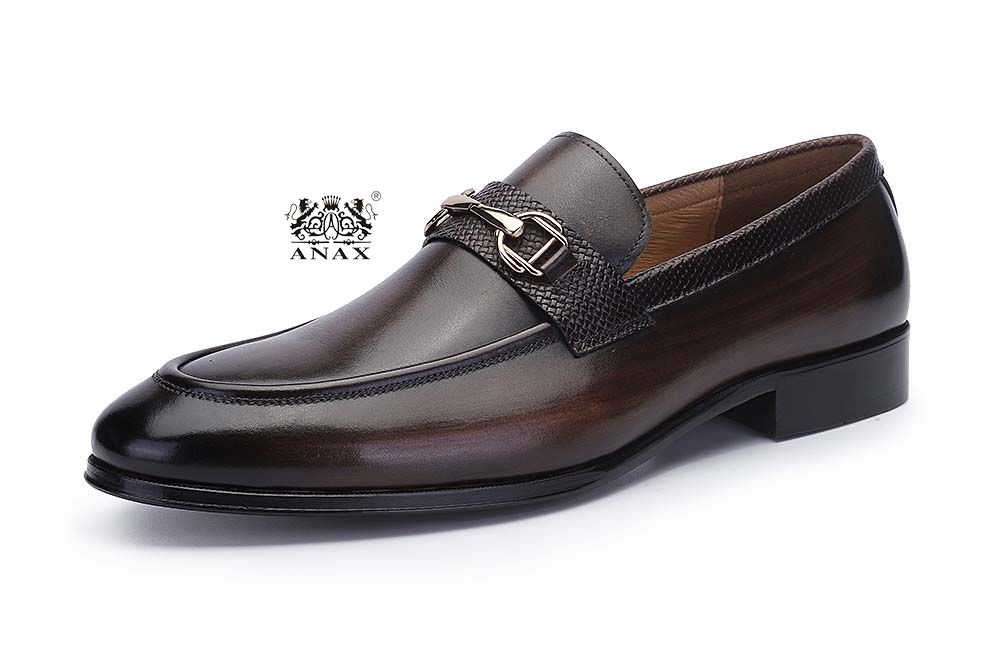 Buckle Design Slip on Loafers Dress Shoes