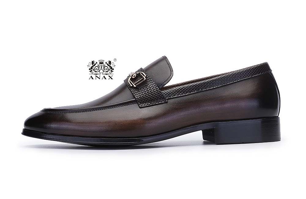 Buckle Design Slip on Loafers Dress Shoes