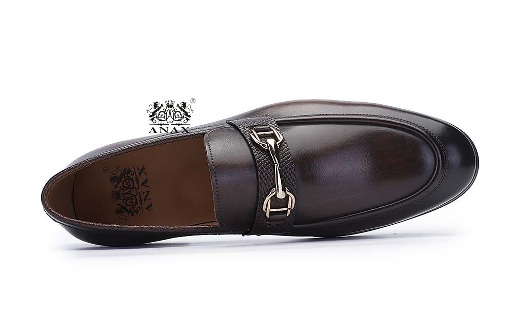 Buckle Design Slip on Loafers Dress Shoes