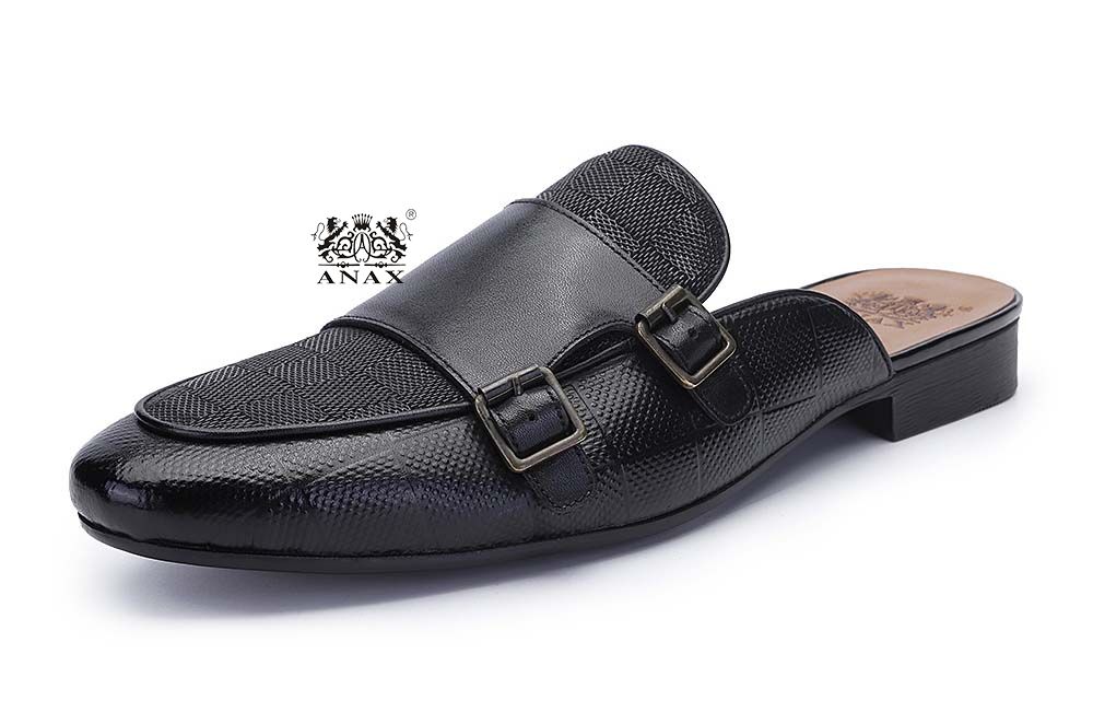 Leather Monk Strap Half Shoes Slippers