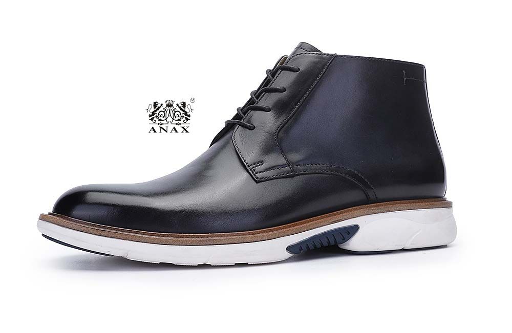 Black Leather Casual Derby Boots