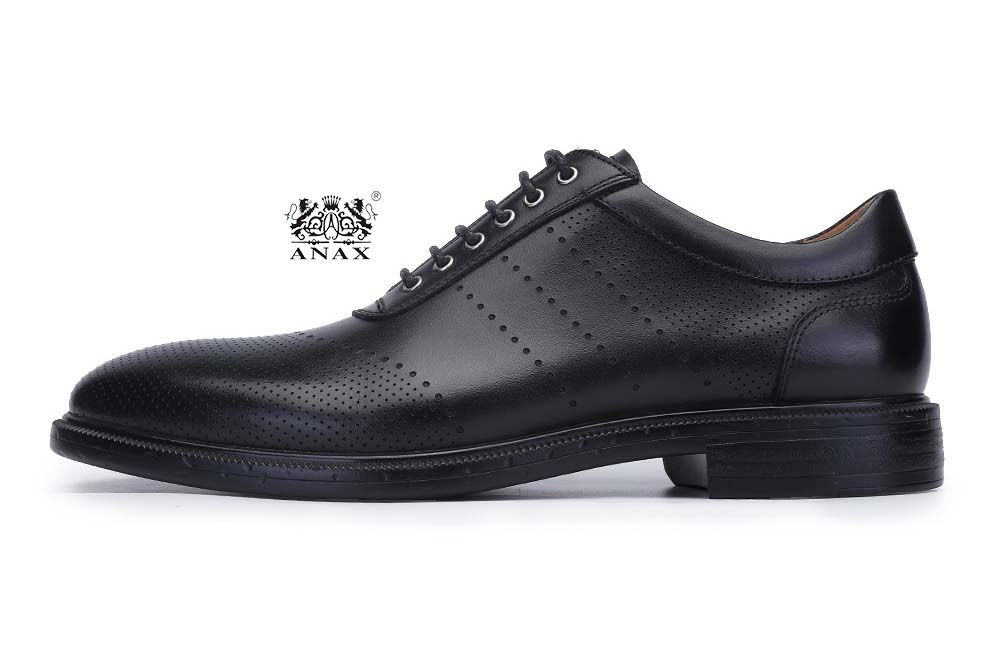 Black Brogue Leather Oxford Casual Shoes