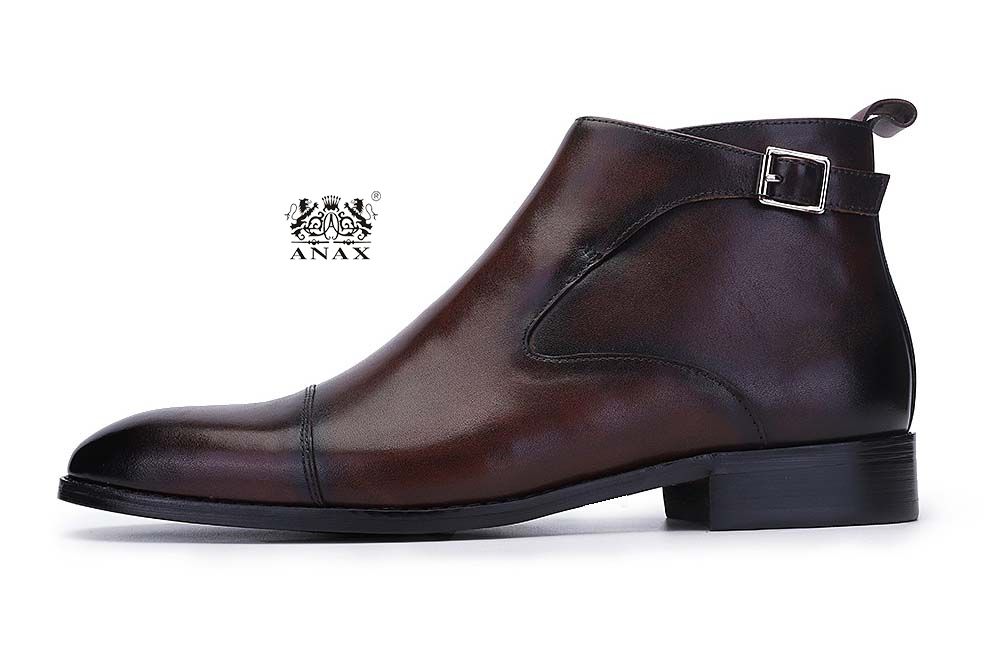 Leather Monk Strap Ankle Boots