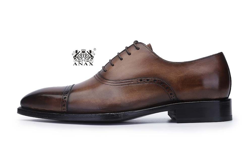 Brown Leather Brogue Oxford Shoes