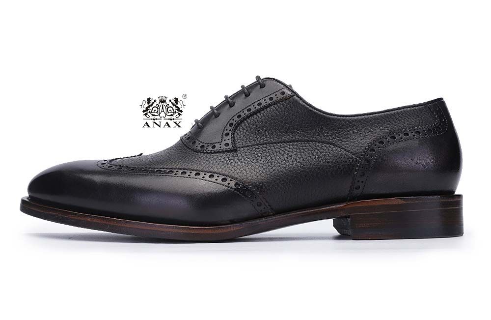 Black Leather Brogue Oxford Shoes