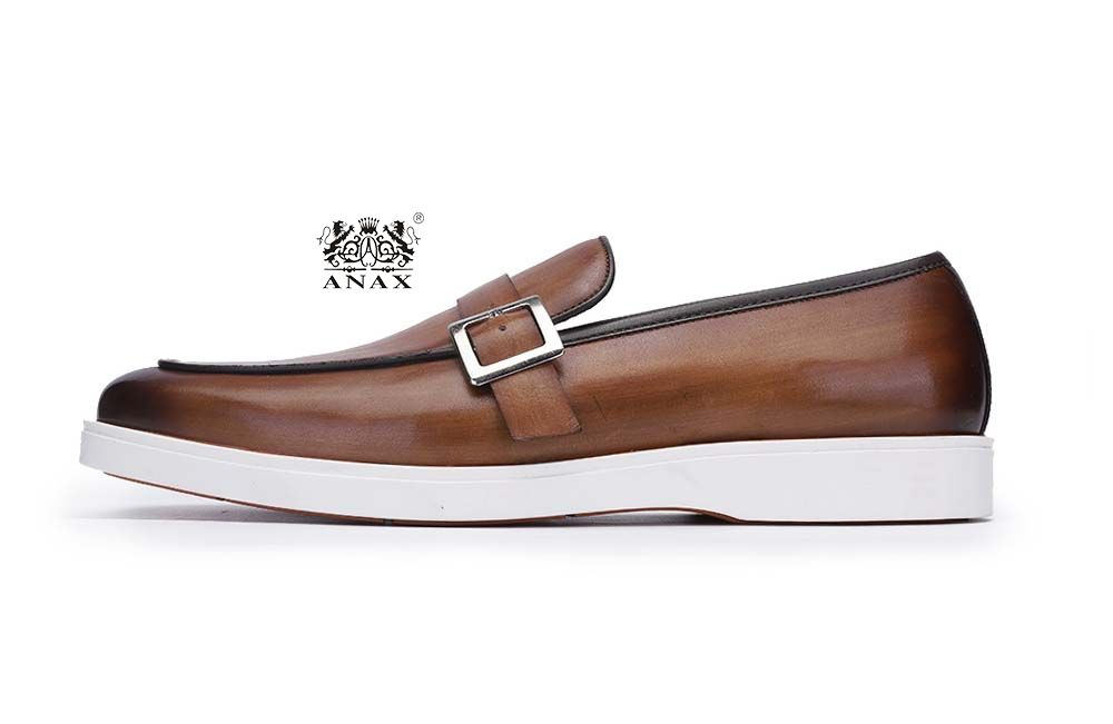 Man's Leather Buckle Loafers Casual Shoes