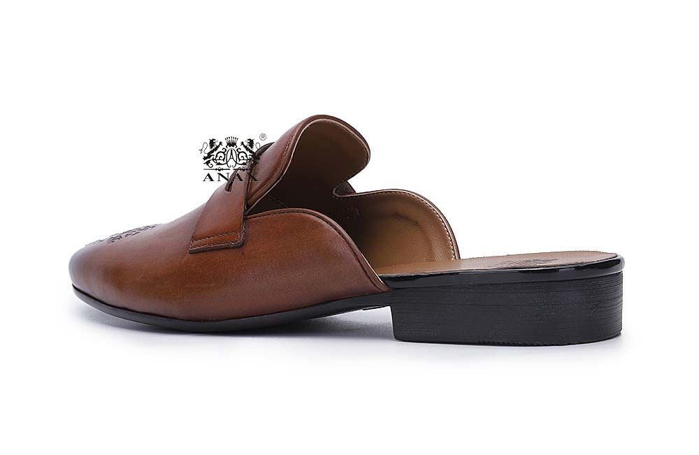Leather Brogue Half Shoes Slipper Sandals