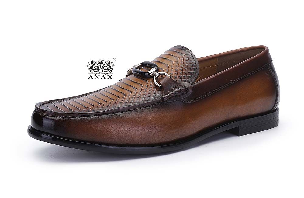 Leather Slip-on Buckle Loafers Shoes