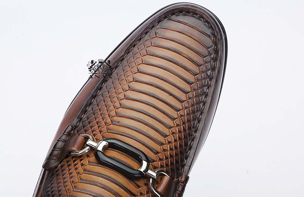 Leather Slip-on Buckle Loafers Shoes