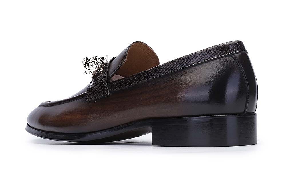 Buckle Design Slip on Loafers Dress Shoes