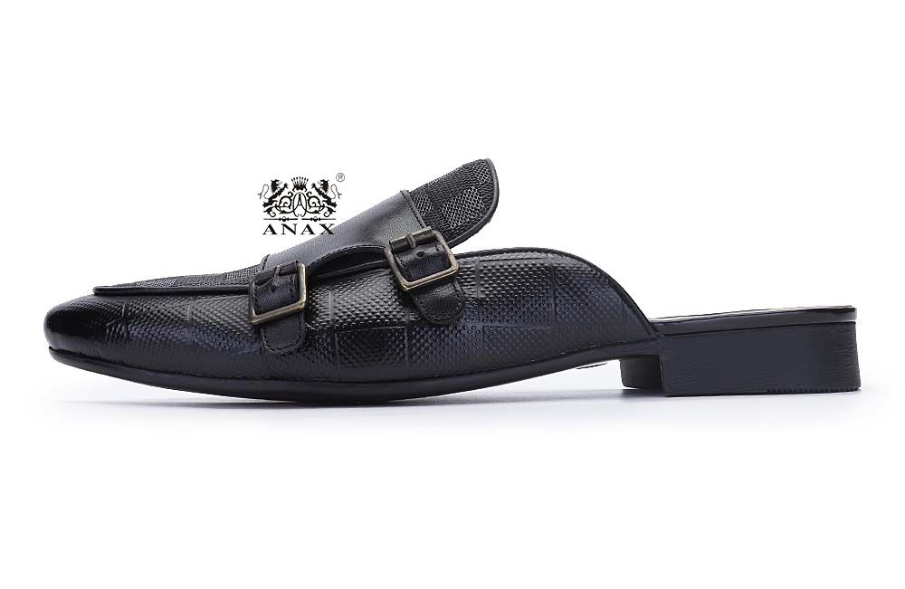 Leather Monk Strap Half Shoes Slippers