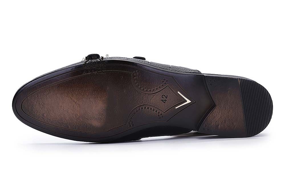 Leather Monk Strap Half Shoes Slippers