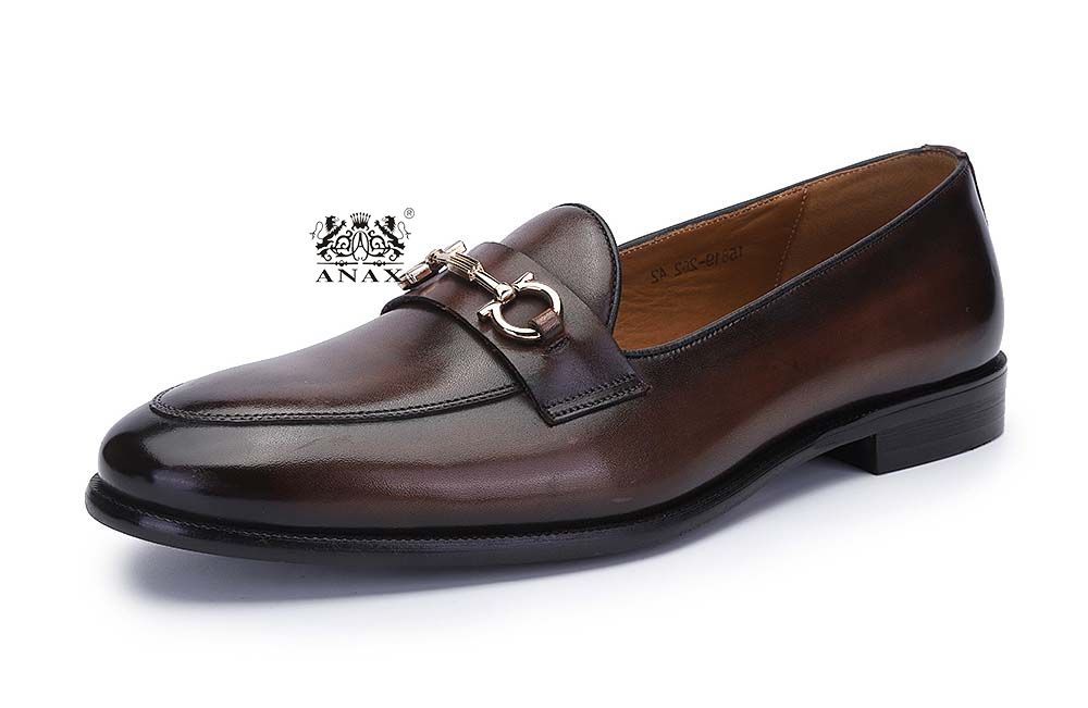 Cow Leather Slip on Buckle Loafers Shoes