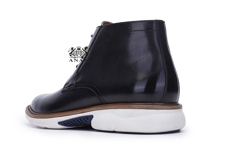 Black Leather Casual Derby Boots