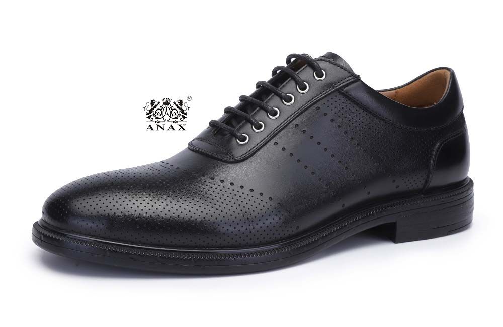 Black Brogue Leather Oxford Casual Shoes