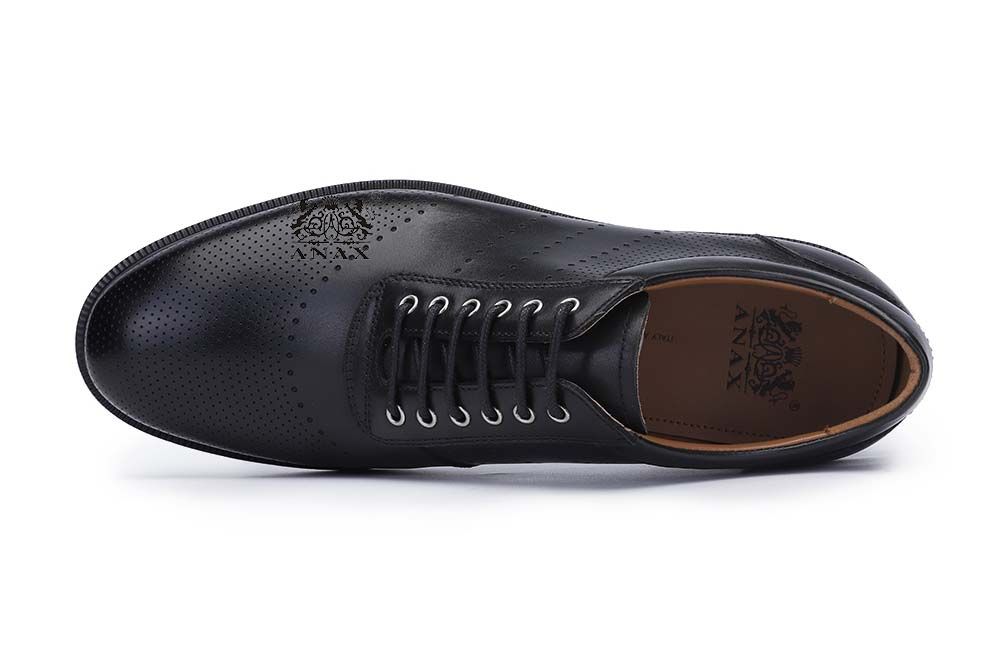 Black Brogue Leather Oxford Casual Shoes