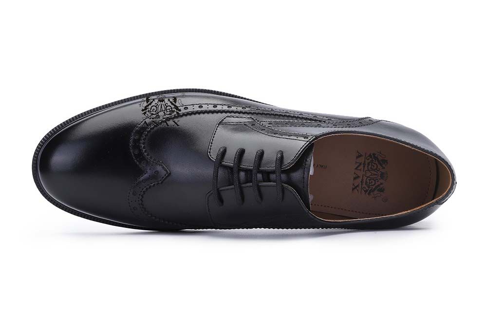 Black Leather Brogue Derby Casual Shoes