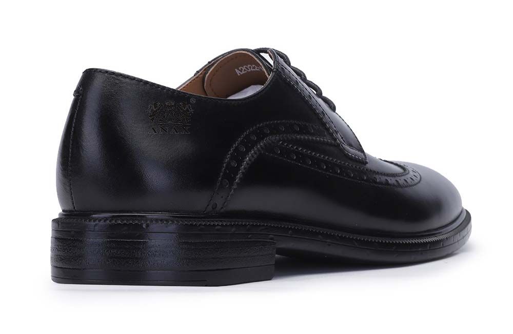 Black Leather Brogue Derby Casual Shoes