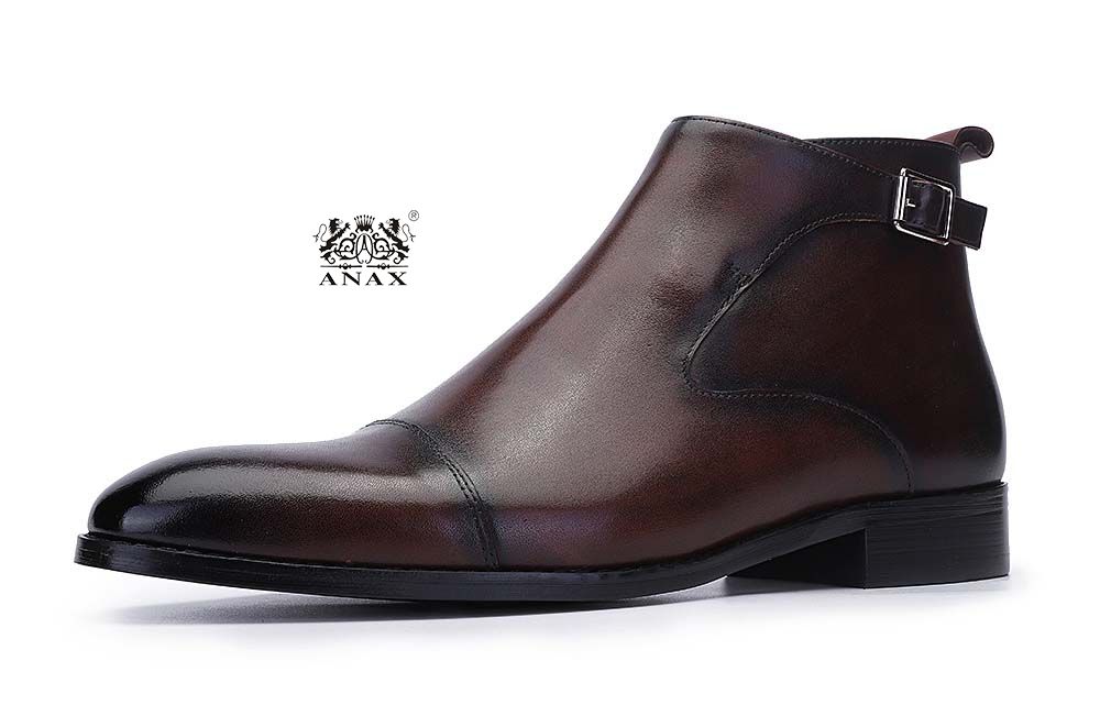 Leather Monk Strap Ankle Boots