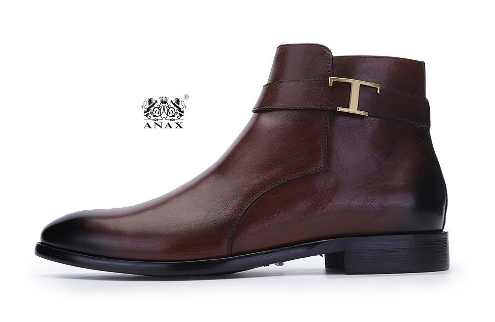 Leather Buckle Strap Man Ankle Boots