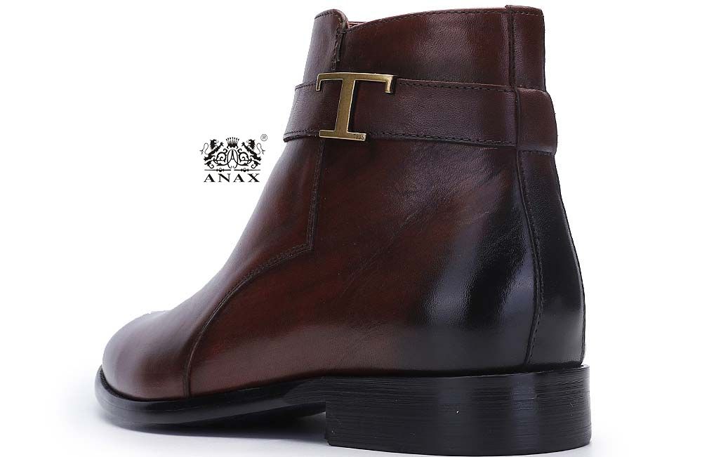 Leather Buckle Strap Man Ankle Boots