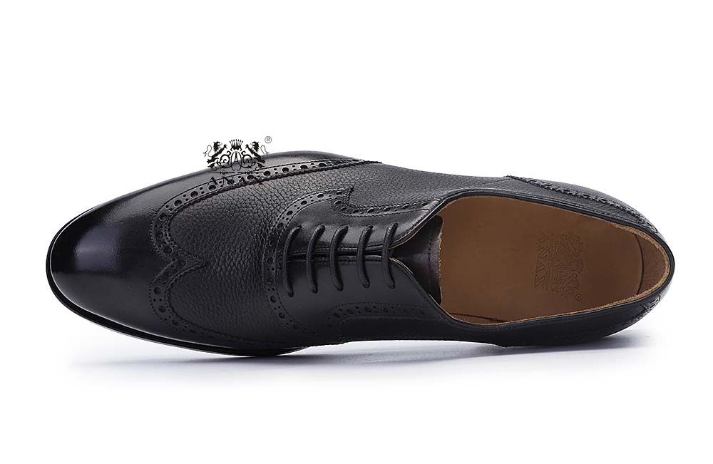 Black Leather Brogue Oxford Shoes