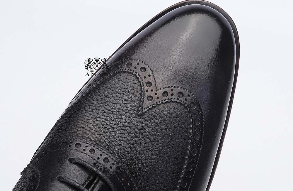 Black Leather Brogue Oxford Shoes
